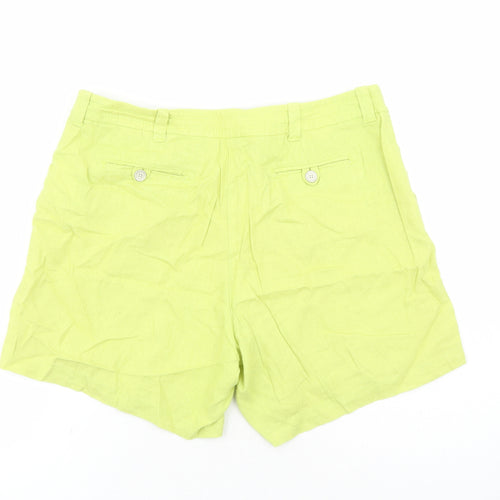 Debenhams Womens Green Viscose Chino Shorts Size 12 L6 in Regular Zip - Pockets