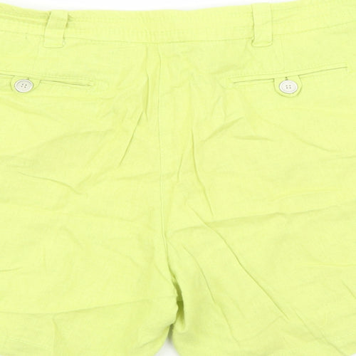 Debenhams Womens Green Viscose Chino Shorts Size 12 L6 in Regular Zip - Pockets