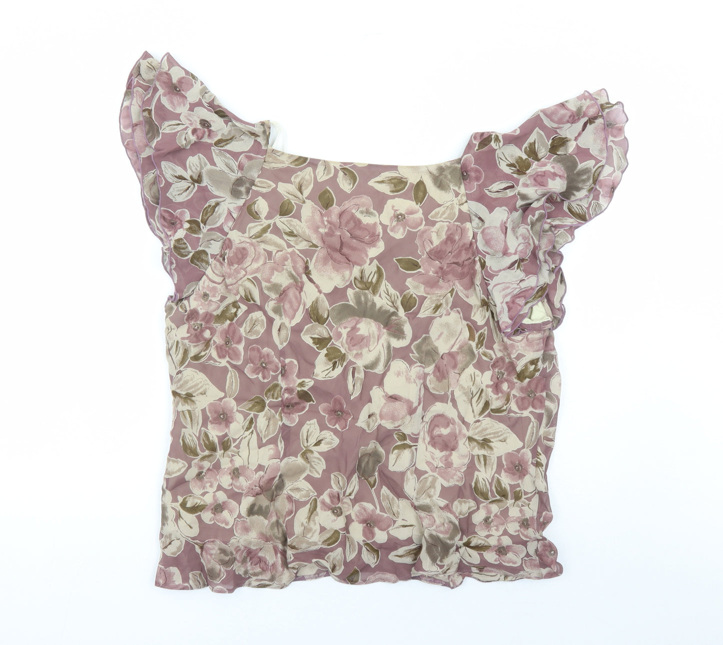 EWM Womens Brown Floral Viscose Basic Blouse Size 18 Sweetheart
