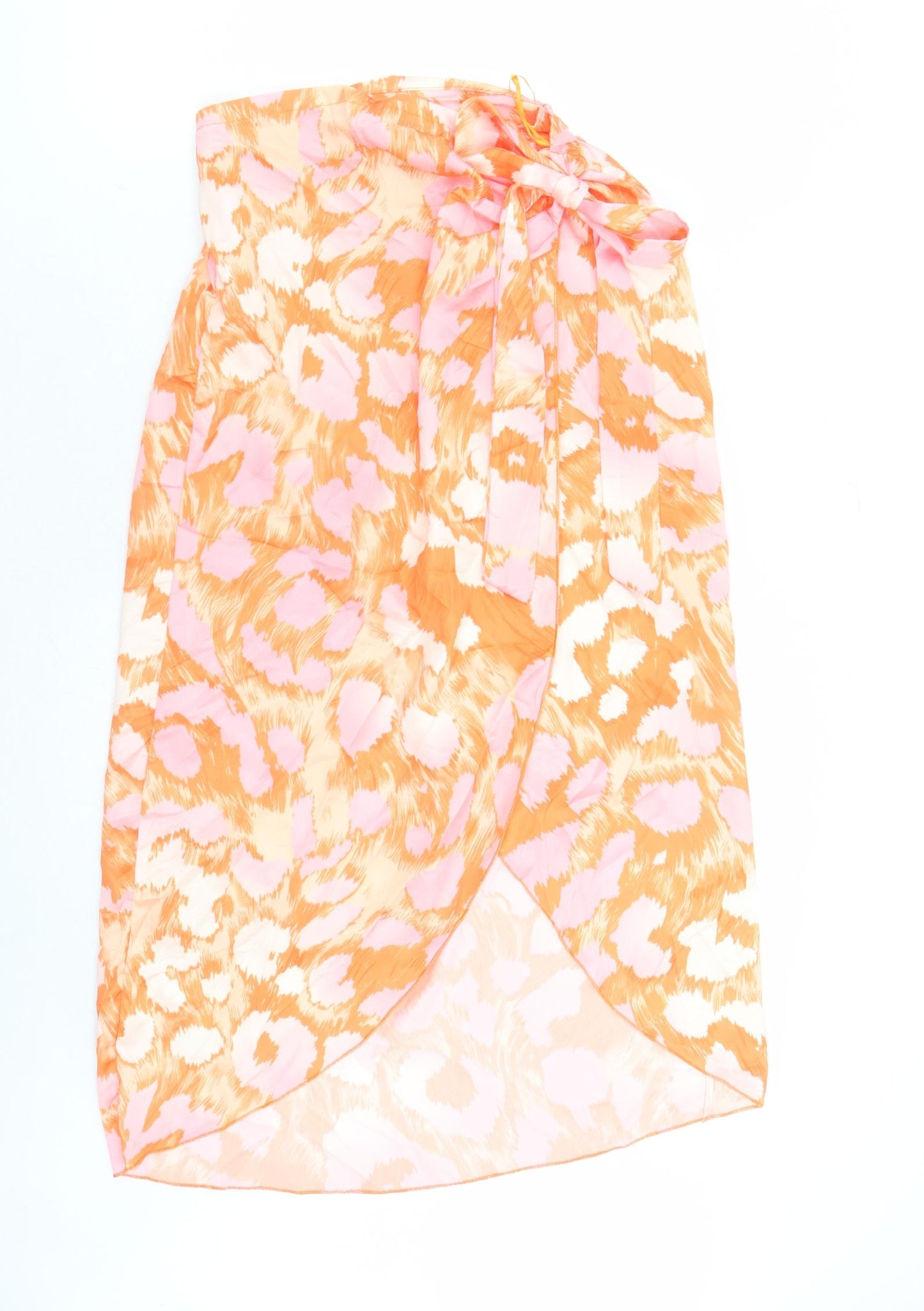 Quiz Womens Orange Geometric Polyester Wrap Skirt Size S Tie - Elasticated Waist