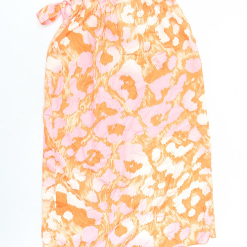 Quiz Womens Orange Geometric Polyester Wrap Skirt Size S Tie - Elasticated Waist