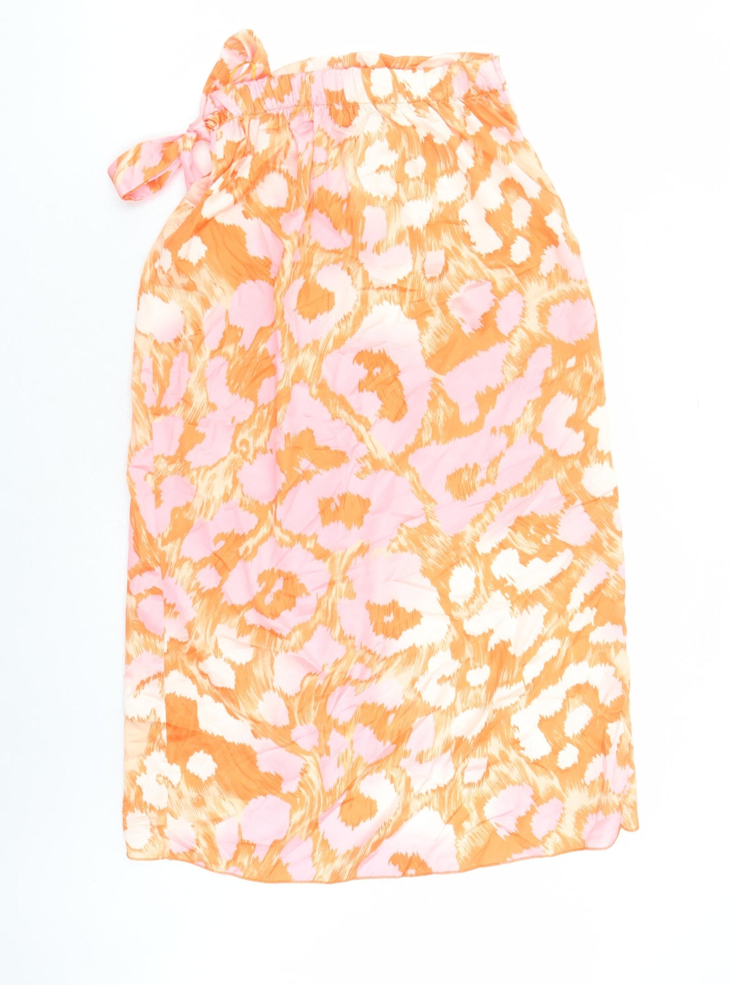 Quiz Womens Orange Geometric Polyester Wrap Skirt Size S Tie - Elasticated Waist