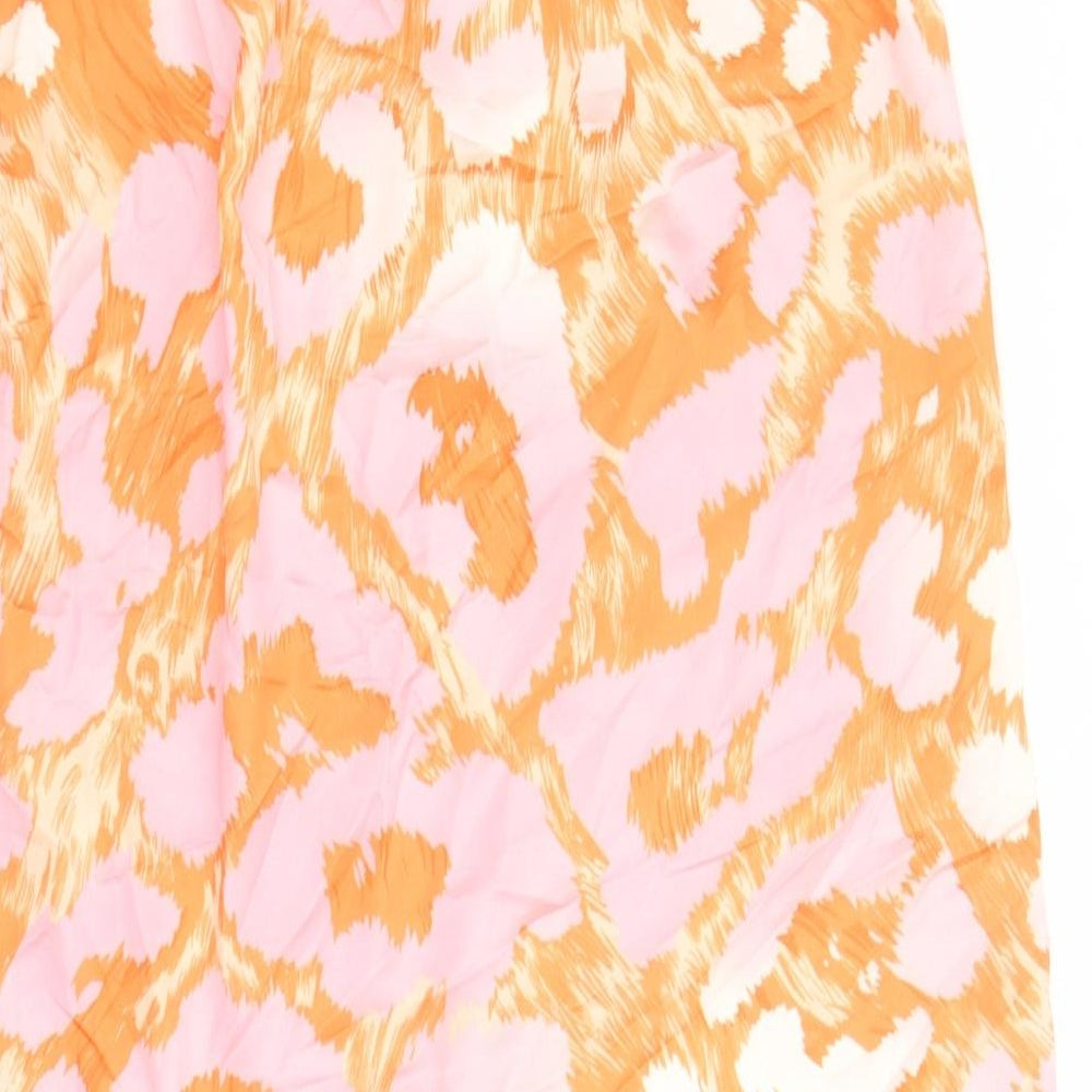 Quiz Womens Orange Geometric Polyester Wrap Skirt Size S Tie - Elasticated Waist