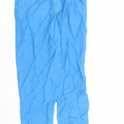 Marks and Spencer Womens Blue Lyocell Carrot Trousers Size 18 L27 in Regular Drawstring - Elasticated Waist Pockets