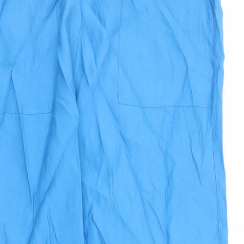 Marks and Spencer Womens Blue Lyocell Carrot Trousers Size 18 L27 in Regular Drawstring - Elasticated Waist Pockets
