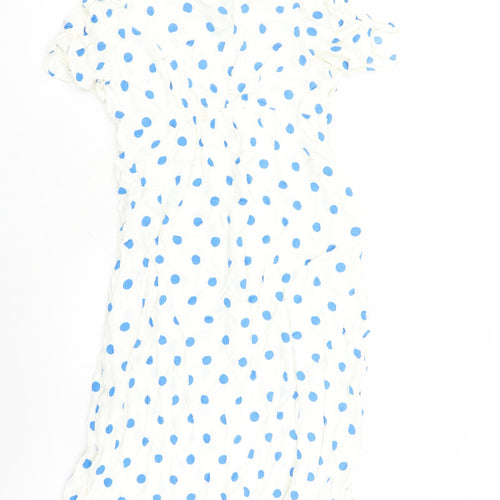 Marks and Spencer Womens White Polka Dot Viscose A-Line Size 20 Round Neck Zip
