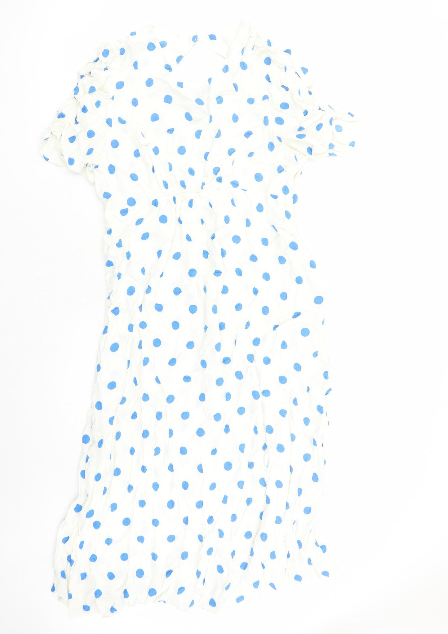 Marks and Spencer Womens White Polka Dot Viscose A-Line Size 20 Round Neck Zip