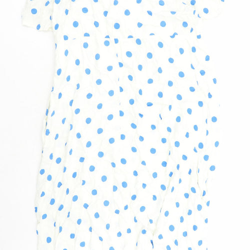 Marks and Spencer Womens White Polka Dot Viscose A-Line Size 20 Round Neck Zip