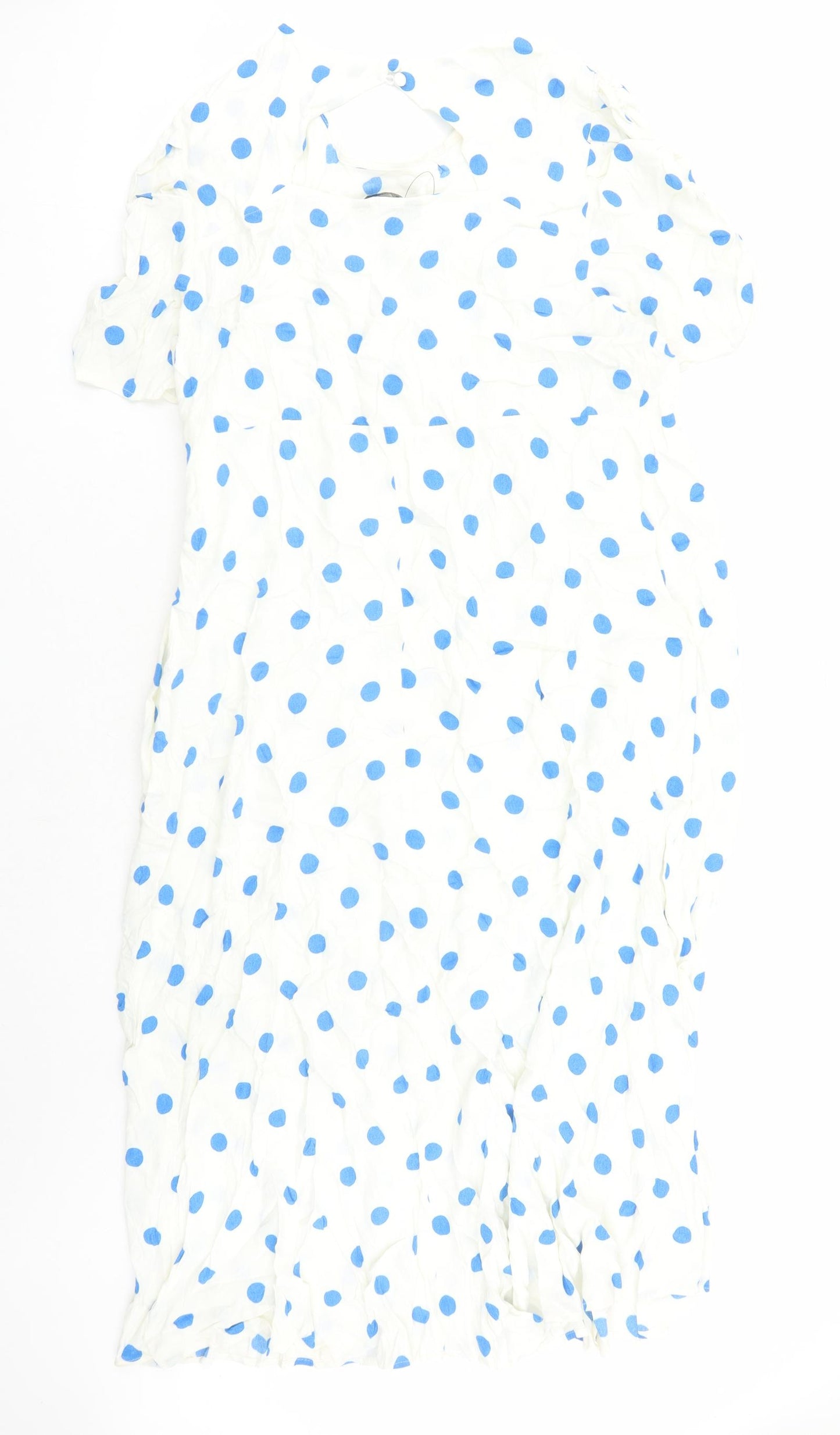 Marks and Spencer Womens White Polka Dot Viscose A-Line Size 20 Round Neck Zip