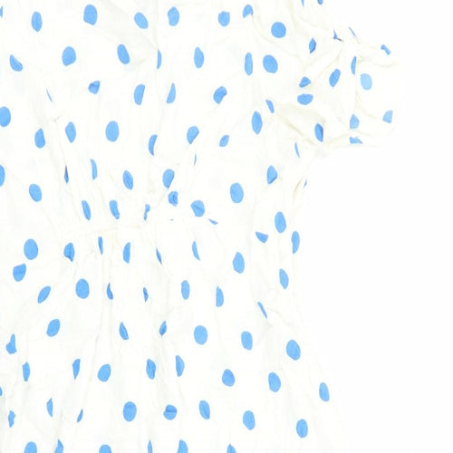 Marks and Spencer Womens White Polka Dot Viscose A-Line Size 20 Round Neck Zip