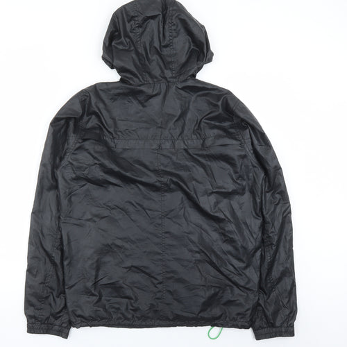 Uniqlo Mens Black Rain Coat Coat Size M Zip - Hooded Pockets
