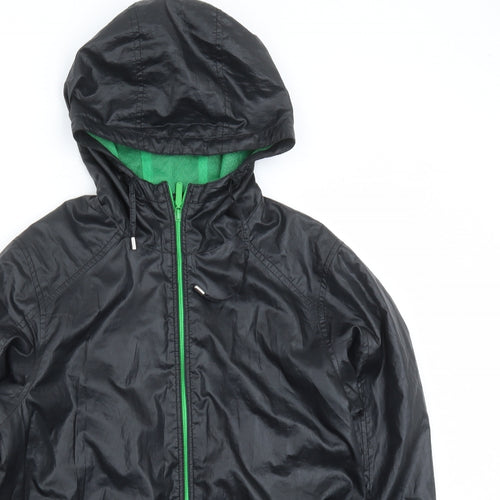 Uniqlo Mens Black Rain Coat Coat Size M Zip - Hooded Pockets