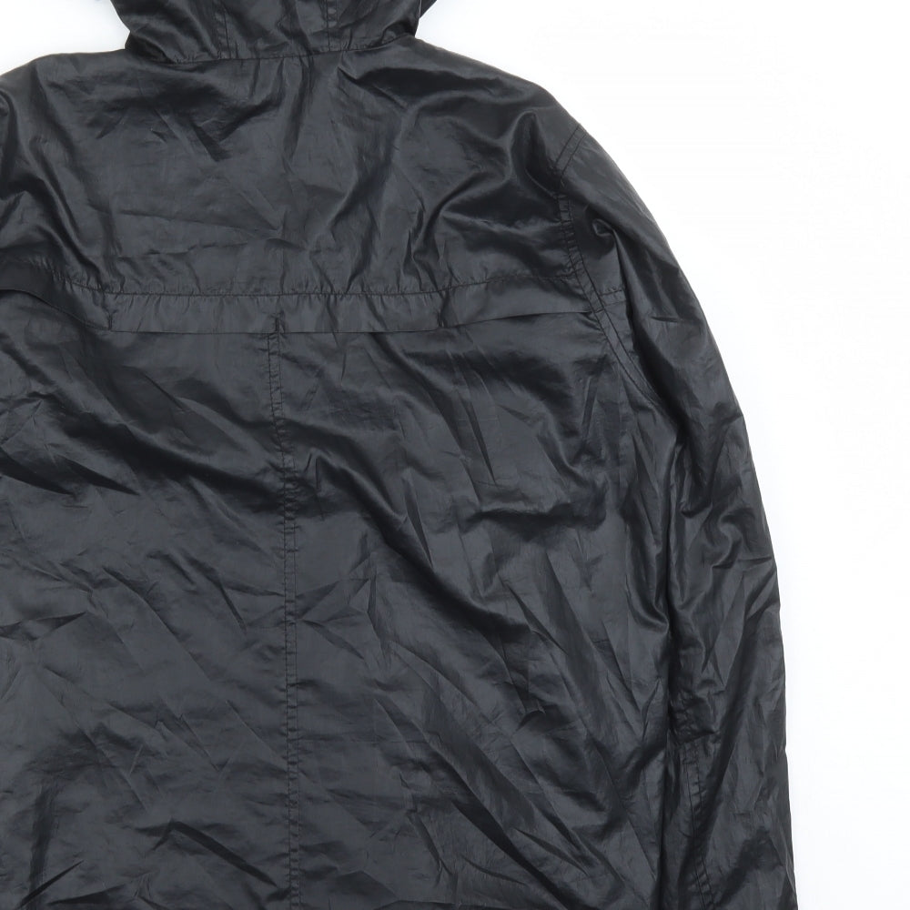 Uniqlo Mens Black Rain Coat Coat Size M Zip - Hooded Pockets