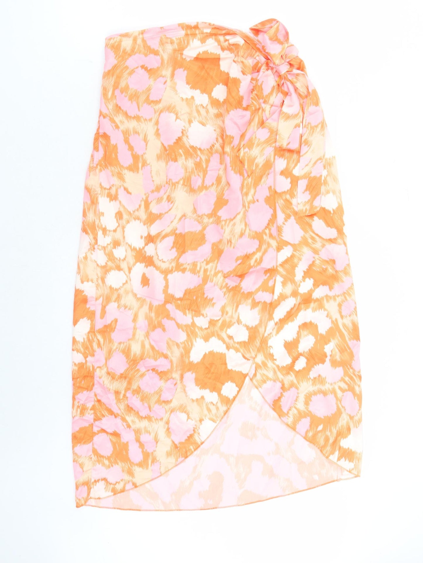 Quiz Womens Orange Geometric Polyester Wrap Skirt Size M Tie - Elasticated Waist