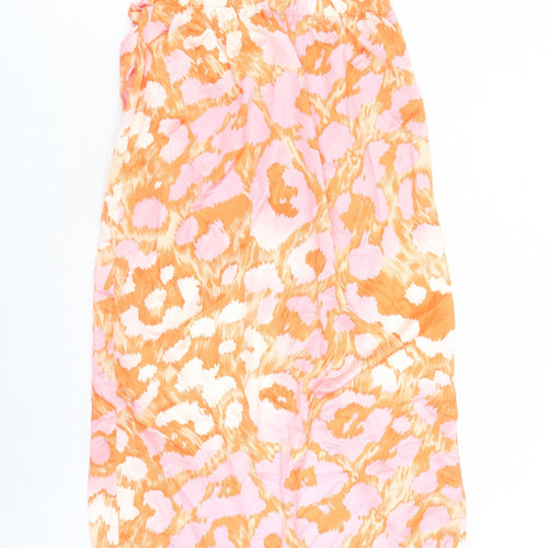 Quiz Womens Orange Geometric Polyester Wrap Skirt Size M Tie - Elasticated Waist
