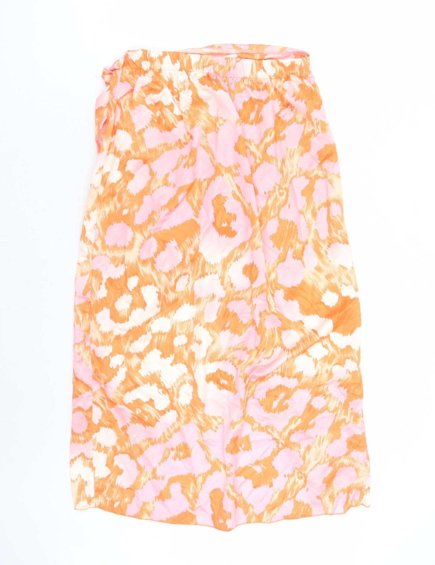 Quiz Womens Orange Geometric Polyester Wrap Skirt Size M Tie - Elasticated Waist