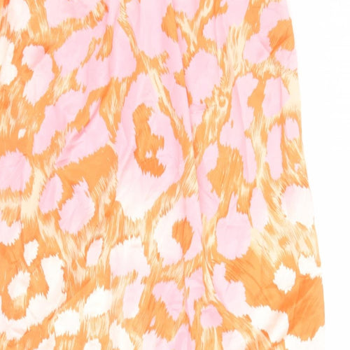 Quiz Womens Orange Geometric Polyester Wrap Skirt Size M Tie - Elasticated Waist