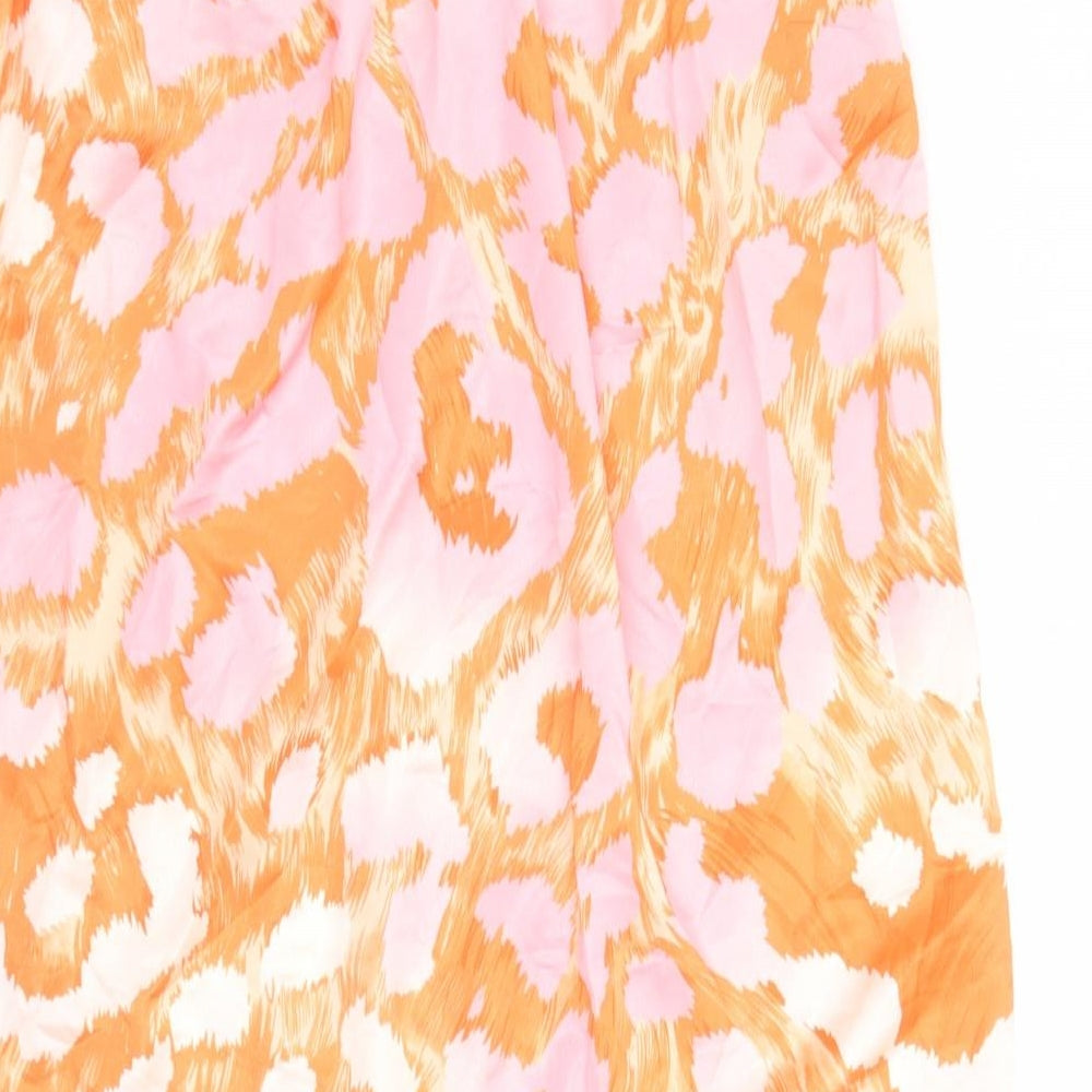Quiz Womens Orange Geometric Polyester Wrap Skirt Size M Tie - Elasticated Waist