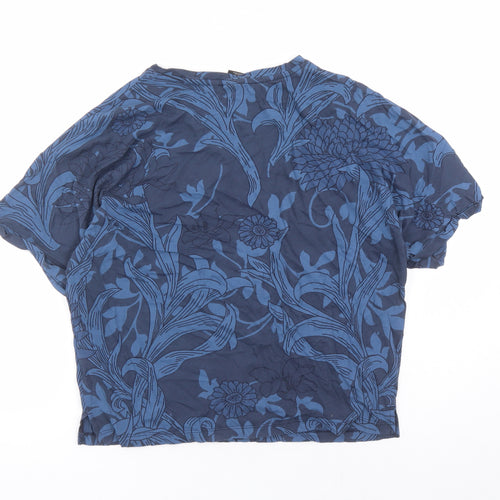 G-Star Womens Blue Floral 100% Cotton Basic T-Shirt Size M Round Neck