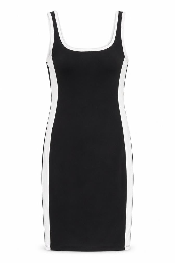 Front view of Zara women’s black polyester tank dress, size S, round neck pullover