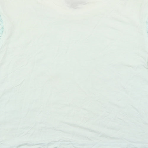 Topshop Womens Green Floral Polyester Basic Blouse Size 10 Round Neck