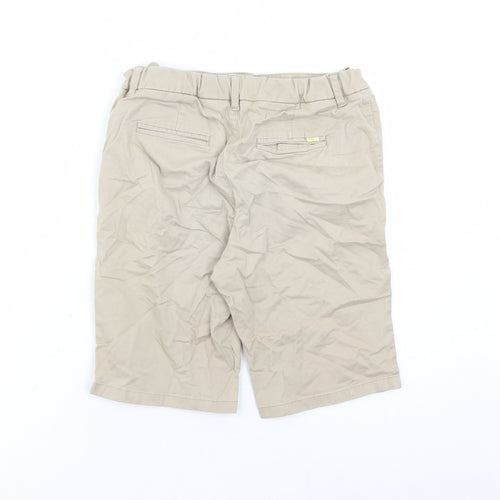 Marks and Spencer Boys Beige Cotton Chino Shorts Size 12-13 Years L9 in Regular Zip - Elasticated Waist Pockets