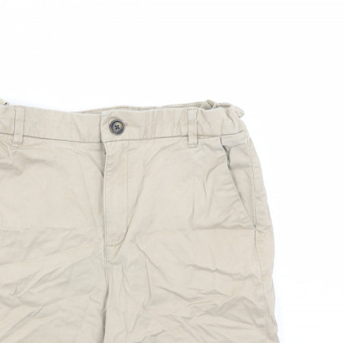 Marks and Spencer Boys Beige Cotton Chino Shorts Size 12-13 Years L9 in Regular Zip - Elasticated Waist Pockets