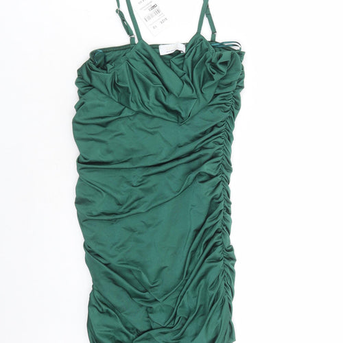 Quiz Womens Green Polyester Bodycon Size 10 Cowl Neck Pullover