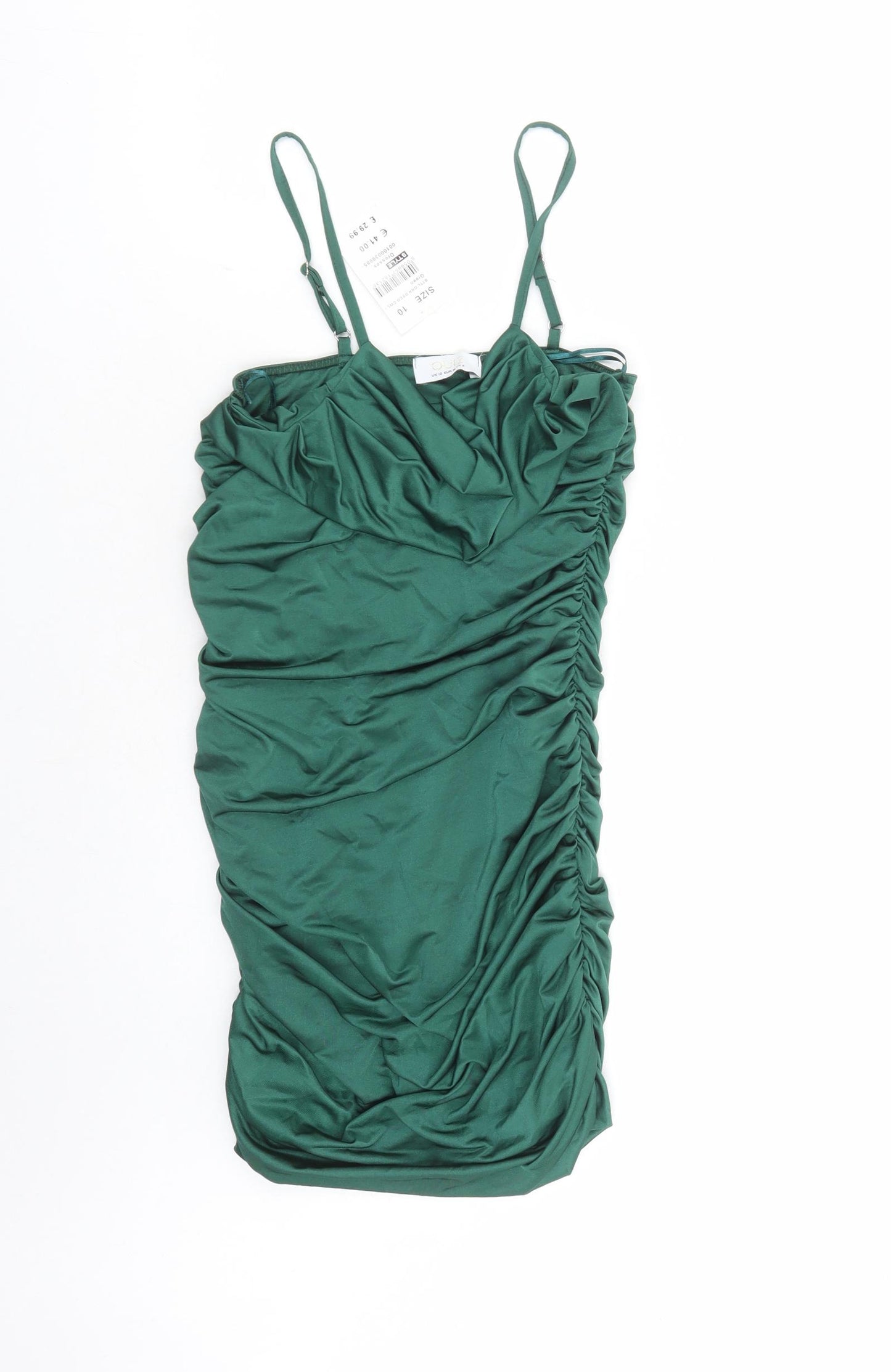 Quiz Womens Green Polyester Bodycon Size 10 Cowl Neck Pullover