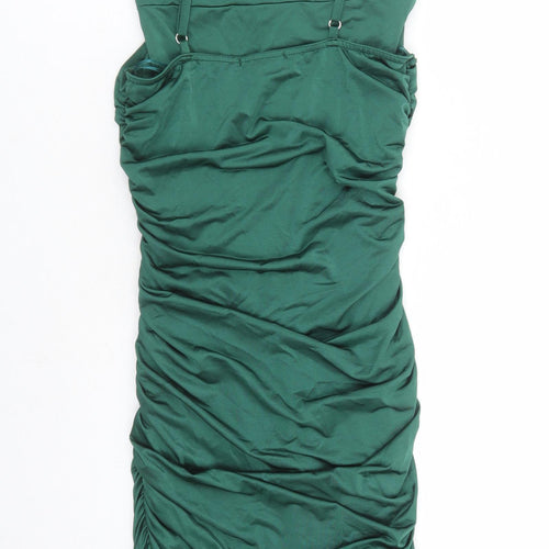 Quiz Womens Green Polyester Bodycon Size 10 Cowl Neck Pullover