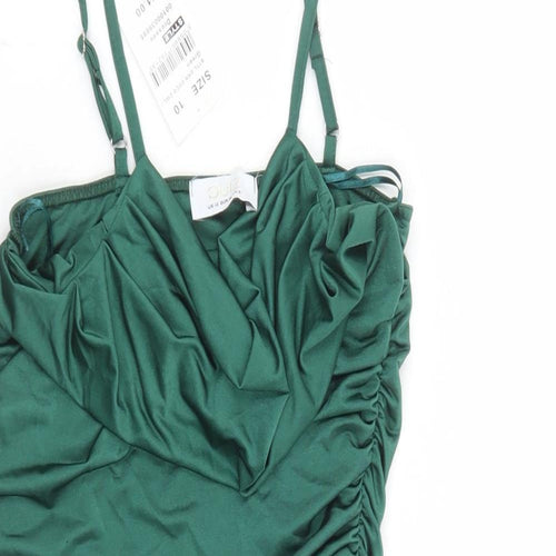Quiz Womens Green Polyester Bodycon Size 10 Cowl Neck Pullover