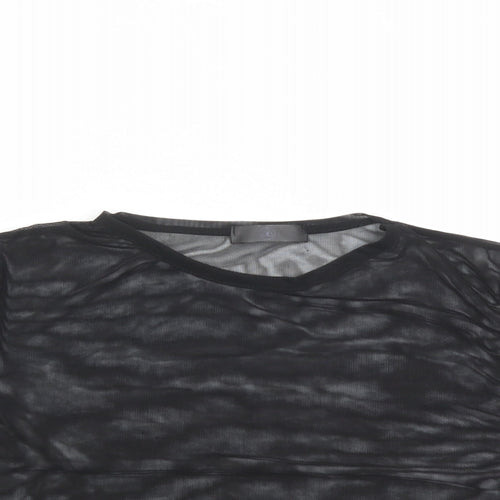 Missguided Womens Black Polyester Cropped T-Shirt Size 8 Round Neck