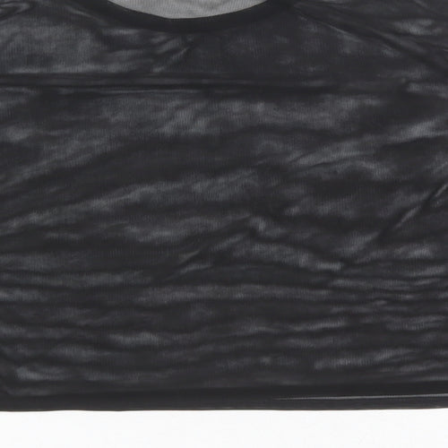 Missguided Womens Black Polyester Cropped T-Shirt Size 8 Round Neck