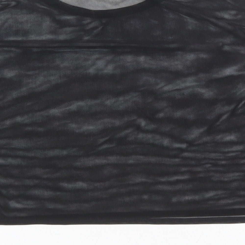 Missguided Womens Black Polyester Cropped T-Shirt Size 8 Round Neck