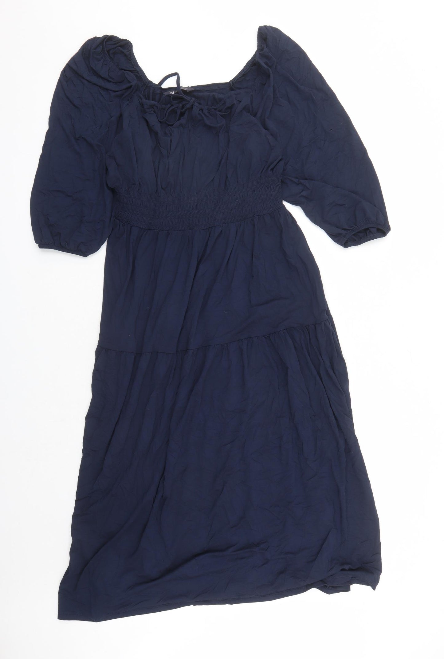 Marks and Spencer Womens Blue Viscose Maxi Size 14 Round Neck Pullover
