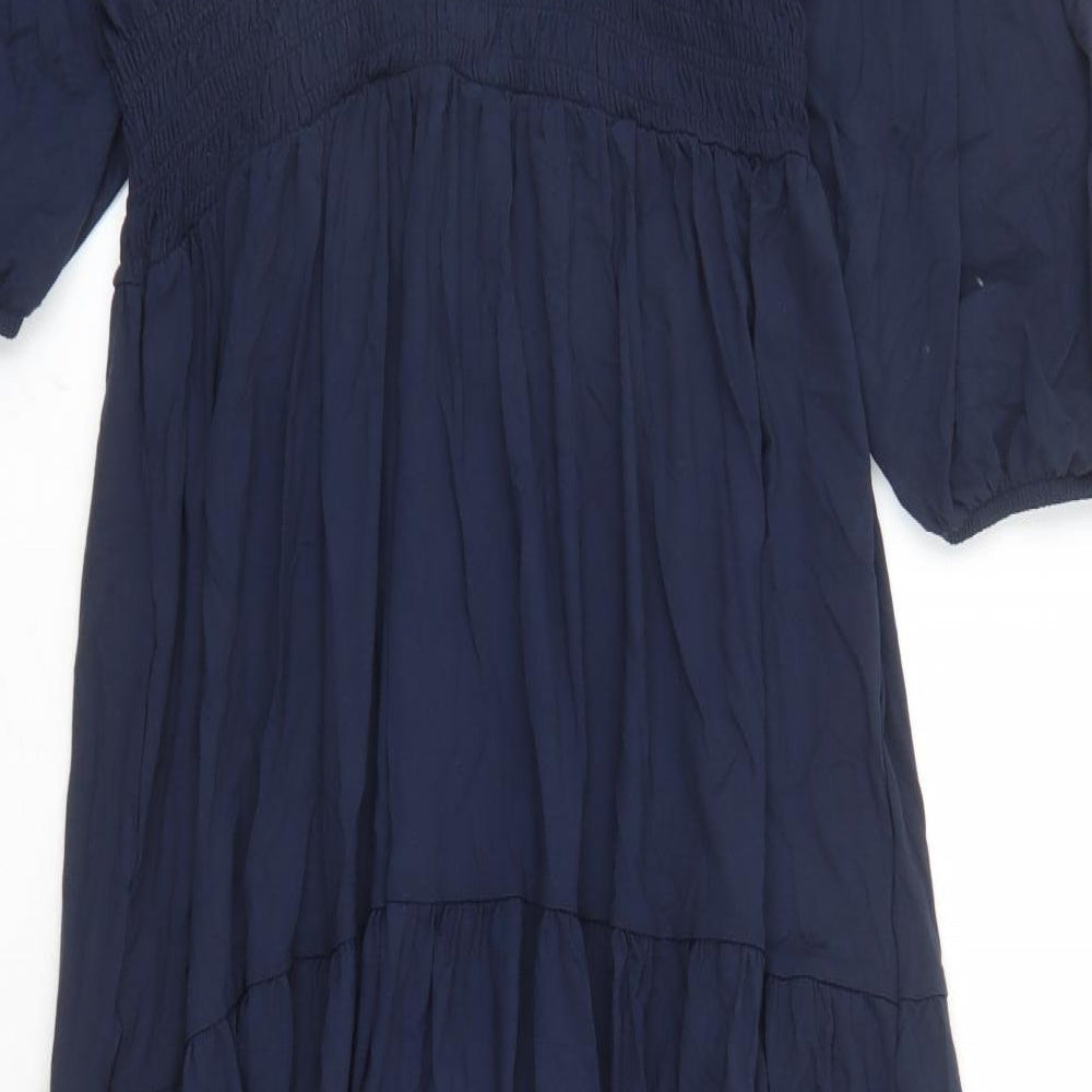 Marks and Spencer Womens Blue Viscose Maxi Size 14 Round Neck Pullover