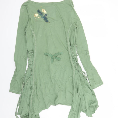NEXT Womens Green 100% Cotton Basic T-Shirt Size 10 Round Neck - Hi Low Length