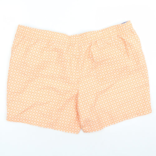 Marks and Spencer Mens Orange Geometric Polyester Sweat Shorts Size 3XL L6 in Regular Drawstring - Elasticated Waist Swim Shorts Pockets