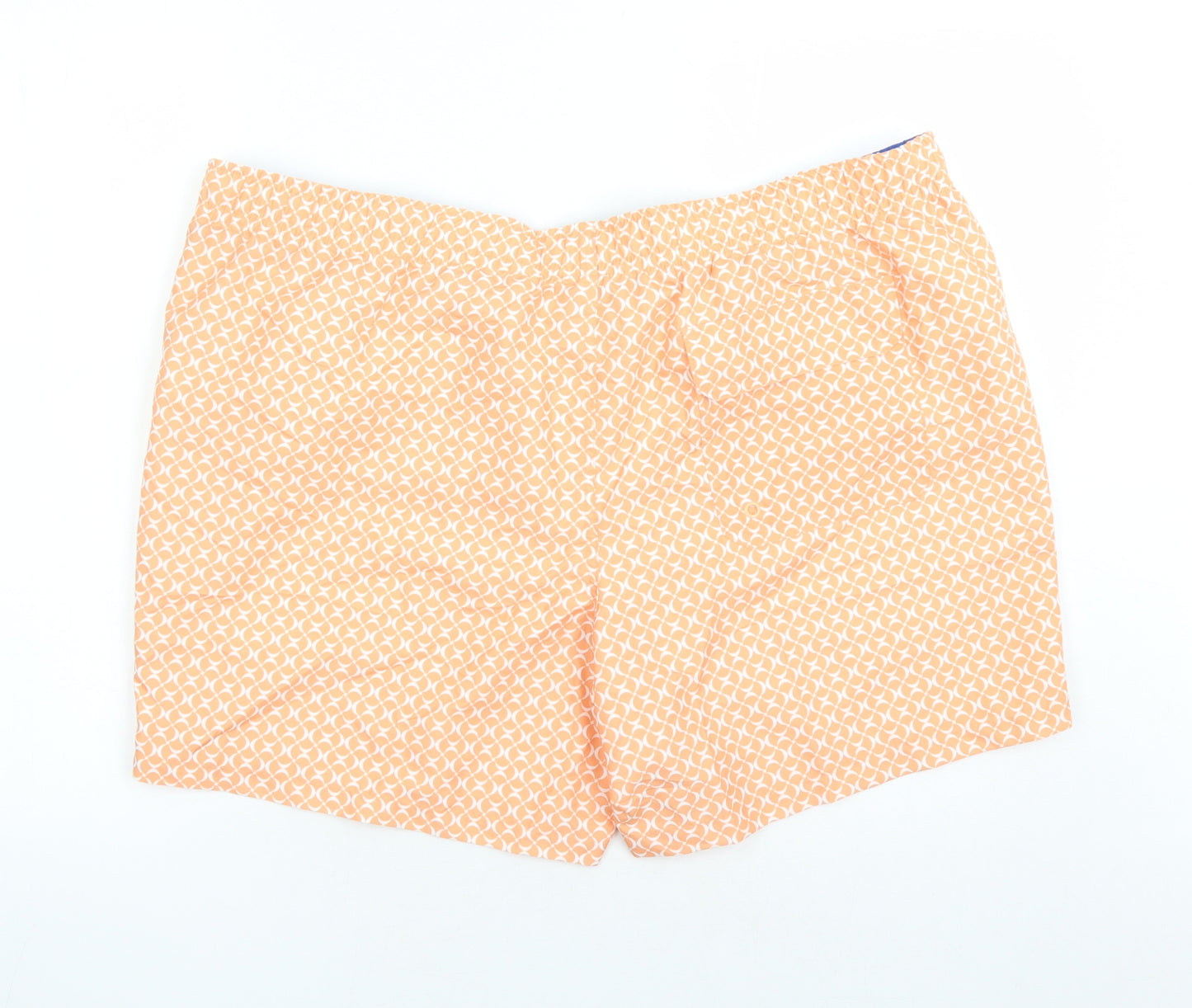 Marks and Spencer Mens Orange Geometric Polyester Sweat Shorts Size 3XL L6 in Regular Drawstring - Elasticated Waist Swim Shorts Pockets