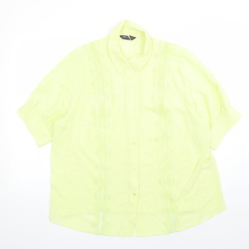 Marks and Spencer Womens Yellow Polyester Basic Button-Up Size 18 Collared