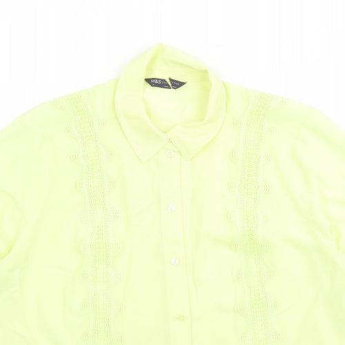 Marks and Spencer Womens Yellow Polyester Basic Button-Up Size 18 Collared