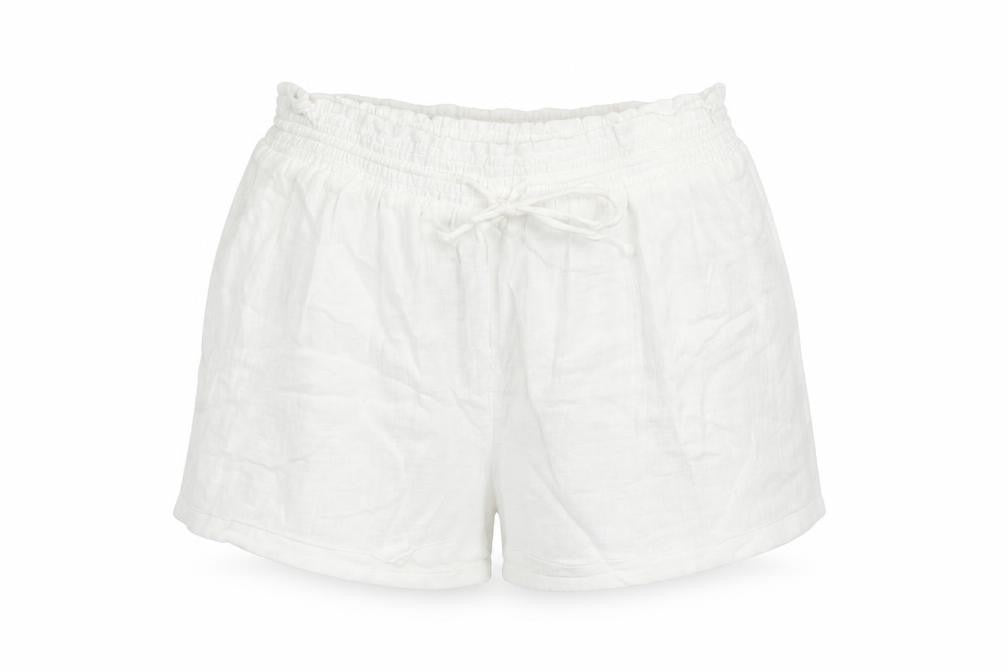 Front view of Marks & Spencer women’s white solid 100% cotton top lounge pants, size UK 16, drawstring - elasticated waist