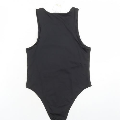Quiz Womens Black Polyester Bodysuit One-Piece Size 10 Snap