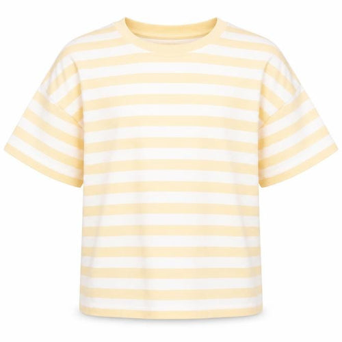 Marks and Spencer Girls Orange Striped Cotton Basic T-Shirt Size 9-10 Years Crew Neck Pullover