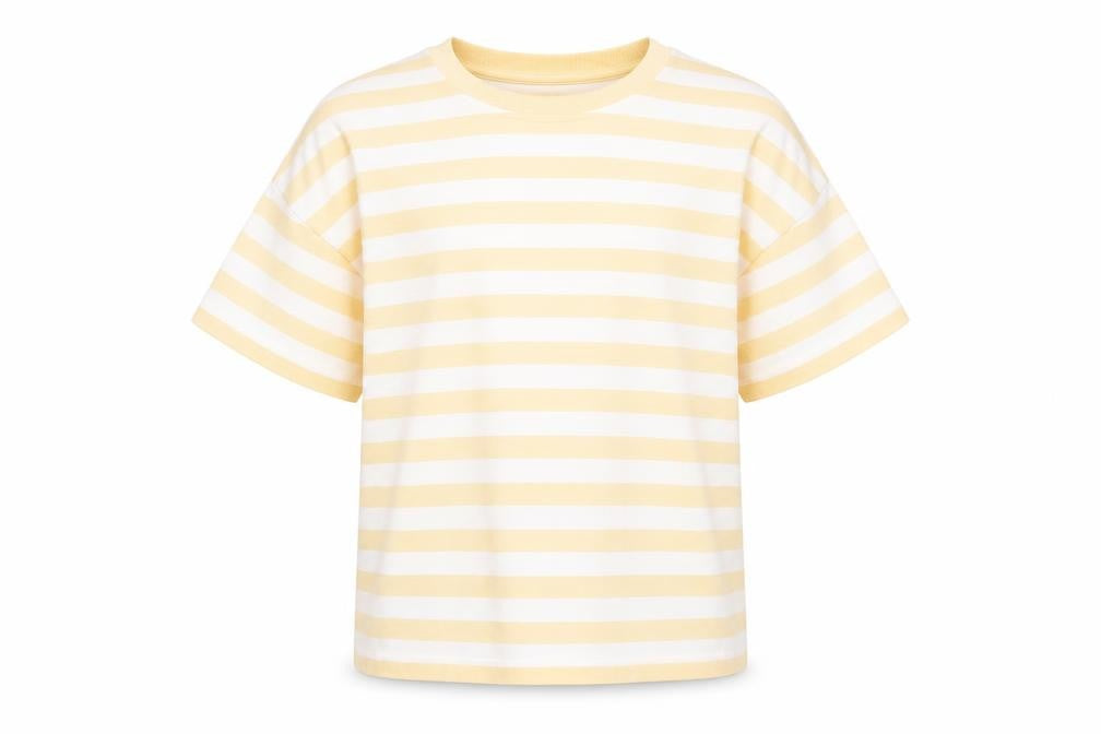 Marks and Spencer Girls Orange Striped Cotton Basic T-Shirt Size 9-10 Years Crew Neck Pullover