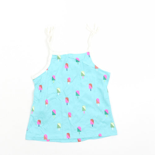 Marks and Spencer Girls Blue Geometric Cotton Camisole Tank Size 3-4 Years Square Neck Pullover - Ice Lolly Pattern