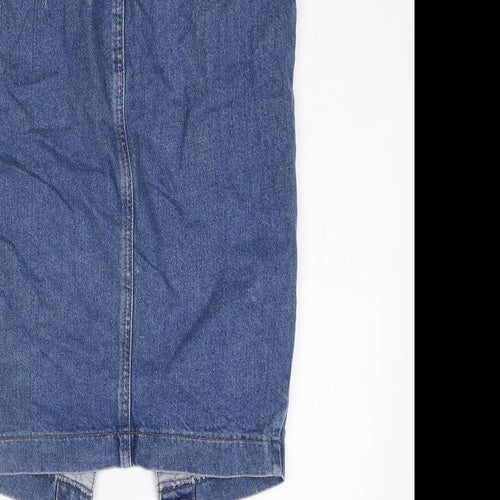 Denim & Co. Womens Blue Cotton Straight & Pencil Skirt Size 8 Button