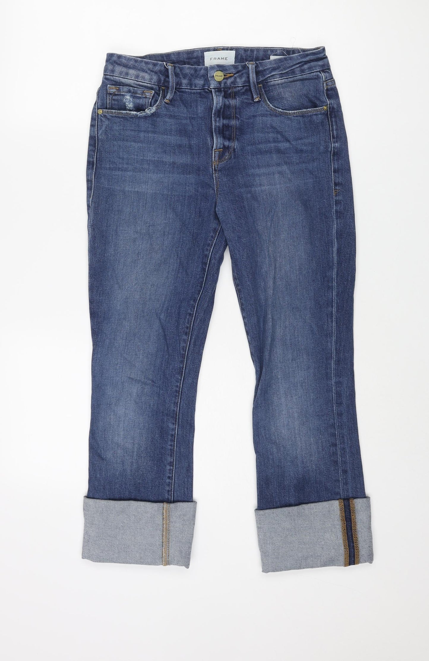 FRAME Womens Blue Cotton Cropped Jeans Size 26 in L23 in Regular Zip