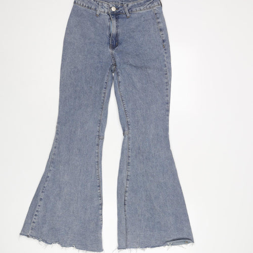 Cider Womens Blue Cotton Flared Jeans Size XS L27 in Regular Zip - Raw Hem