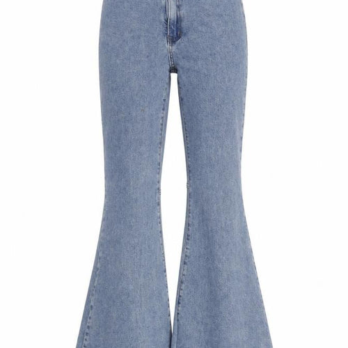 Cider Womens Blue Cotton Flared Jeans Size XS L27 in Regular Zip - Raw Hem